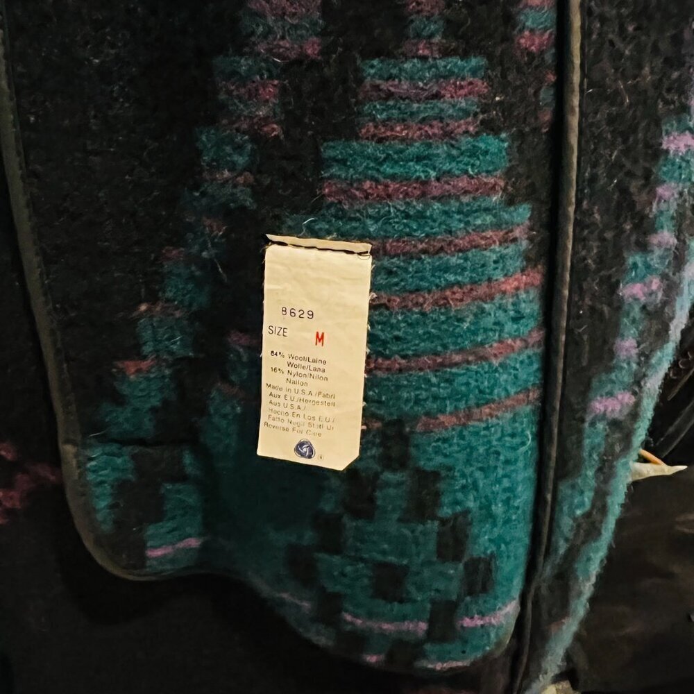 Vintage Woolrich Jacket Women's Southwest Aztec Navajo Wool Blanket Trench Coat - Picture 6 of 16